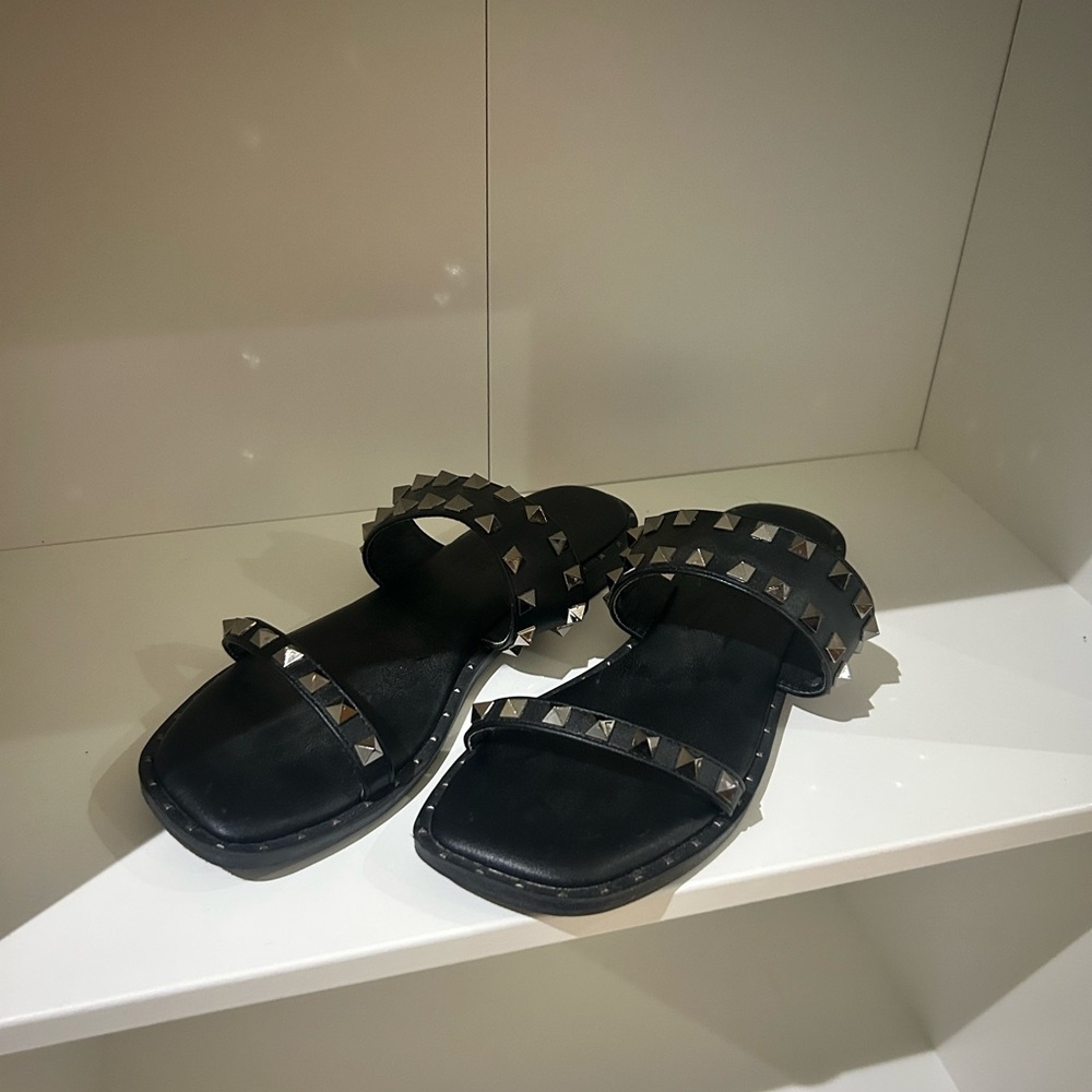 Studded Black Sandals 6.5